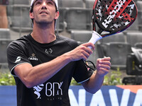 Paquito Navarro and Juan Lebron are competing in the Round of 16 of the BNL Italy Major Premier Padel at Foro Italico in Rome, Italy, on Jul...