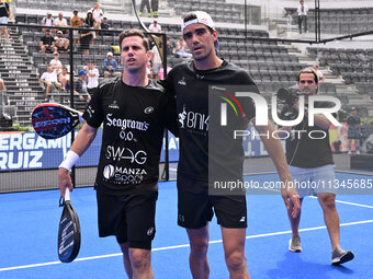 Paquito Navarro and Juan Lebron are competing in the Round of 16 of the BNL Italy Major Premier Padel at Foro Italico in Rome, Italy, on Jul...