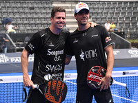 Paquito Navarro and Juan Lebron are competing in the Round of 16 of the BNL Italy Major Premier Padel at Foro Italico in Rome, Italy, on Jul...