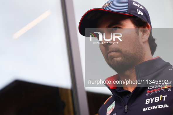 Sergio Perez of Red Bull Racing ahead of the Formula 1 Spanish Grand Prix at Circuit de Barcelona-Catalunya in Barcelona, Spain on June 20,...