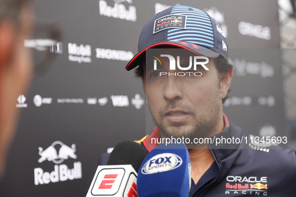 Sergio Perez of Red Bull Racing ahead of the Formula 1 Spanish Grand Prix at Circuit de Barcelona-Catalunya in Barcelona, Spain on June 20,...