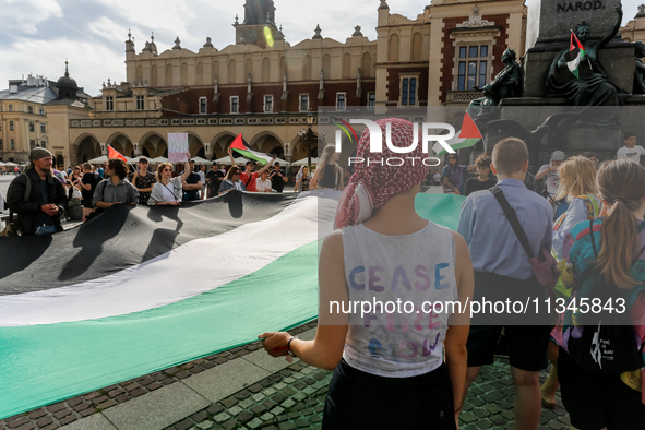 Palestinians and their supporters hold a protest on an International Refugee Day in support of Palestine and against Israeli war actions in...