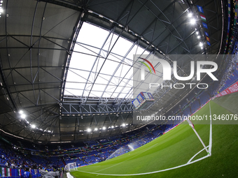 General view inside stadium during the UEFA EURO 2024 group stage match between Spain and Italy at Arena AufSchalke on June 20, 2024 in Gels...