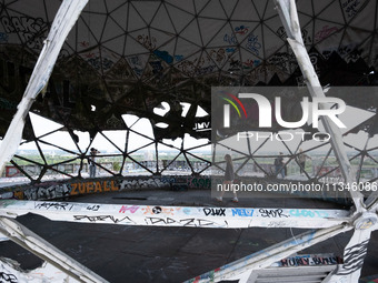 Tourists and locals are visiting Teufelsberg in Berlin, Germany, on June 20, 2024. The Teufelsberg is a rubble hill in the west of Berlin an...