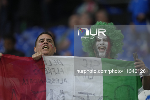 Italian supporters prior the UEFA EURO 2024 group stage match between Spain and Italy at Arena AufSchalke on June 20, 2024 in Gelsenkirchen,...