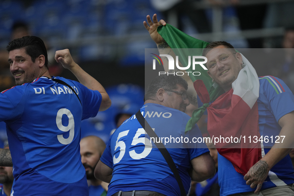 Italian supporters prior the UEFA EURO 2024 group stage match between Spain and Italy at Arena AufSchalke on June 20, 2024 in Gelsenkirchen,...