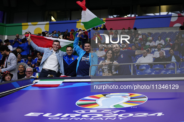 Italian supporters prior the UEFA EURO 2024 group stage match between Spain and Italy at Arena AufSchalke on June 20, 2024 in Gelsenkirchen,...