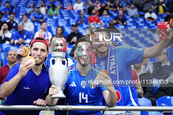 Italian supporters prior the UEFA EURO 2024 group stage match between Spain and Italy at Arena AufSchalke on June 20, 2024 in Gelsenkirchen,...