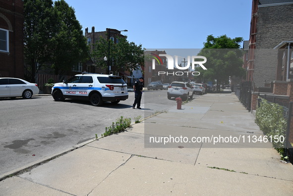 Shell casings are being located at the crime scene. Two male victims are in critical condition after being shot in broad daylight in Chicago...