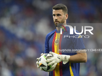 Unai Simon goalkeeper Athletic Club Bilbao during the warm-up before the UEFA EURO 2024 group stage match between Spain and Italy at Arena A...