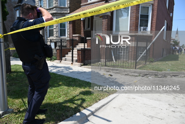 A 73-year-old male victim, a retired Chicago Police Officer, is being shot and pronounced dead in Chicago, Illinois, United States, on June...