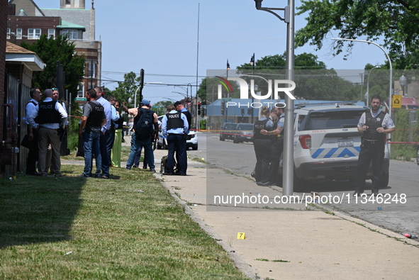 A 73-year-old male victim, a retired Chicago Police Officer, is being shot and pronounced dead in Chicago, Illinois, United States, on June...