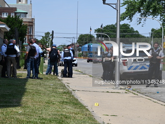 A 73-year-old male victim, a retired Chicago Police Officer, is being shot and pronounced dead in Chicago, Illinois, United States, on June...