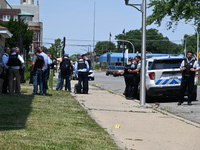 A 73-year-old male victim, a retired Chicago Police Officer, is being shot and pronounced dead in Chicago, Illinois, United States, on June...