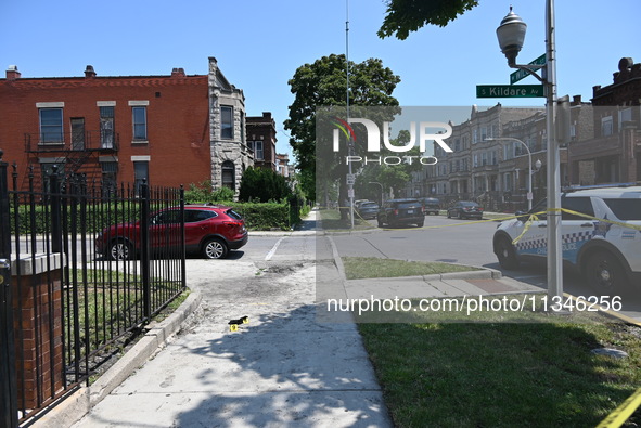 A 73-year-old male victim, a retired Chicago Police Officer, is being shot and pronounced dead in Chicago, Illinois, United States, on June...