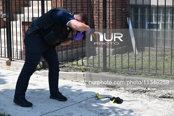 A 73-year-old male victim, a retired Chicago Police Officer, is being shot and pronounced dead in Chicago, Illinois, United States, on June...