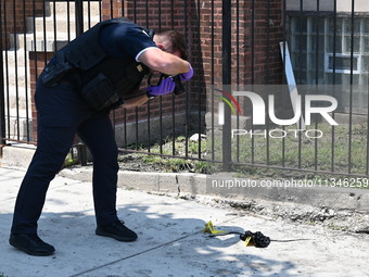 A 73-year-old male victim, a retired Chicago Police Officer, is being shot and pronounced dead in Chicago, Illinois, United States, on June...