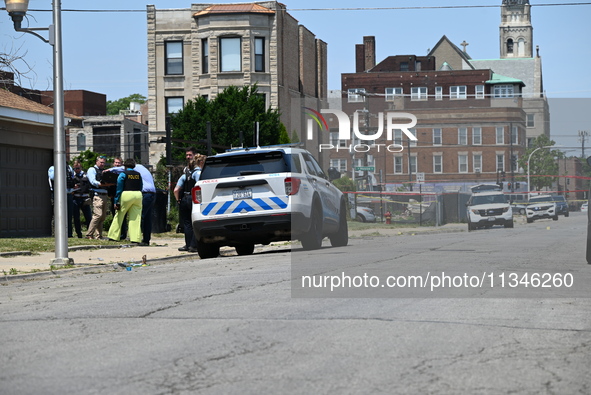 A 73-year-old male victim, a retired Chicago Police Officer, is being shot and pronounced dead in Chicago, Illinois, United States, on June...