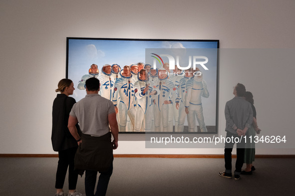 People are visiting the New National Gallery Of Berlin, Neue Nationalgalerie in Berlin, Germany, on June 20, 2024. 