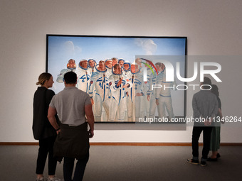 People are visiting the New National Gallery Of Berlin, Neue Nationalgalerie in Berlin, Germany, on June 20, 2024. (