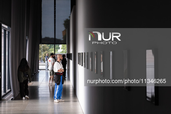 People are visiting the New National Gallery Of Berlin, Neue Nationalgalerie in Berlin, Germany, on June 20, 2024. 