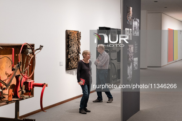 People are visiting the New National Gallery Of Berlin, Neue Nationalgalerie in Berlin, Germany, on June 20, 2024. 