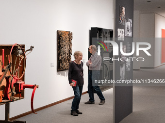 People are visiting the New National Gallery Of Berlin, Neue Nationalgalerie in Berlin, Germany, on June 20, 2024. (