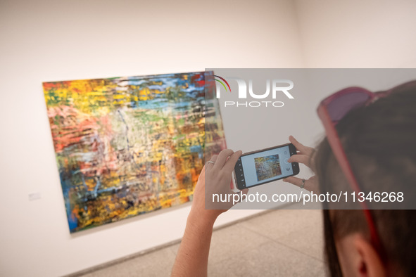 People are visiting the New National Gallery Of Berlin, Neue Nationalgalerie in Berlin, Germany, on June 20, 2024. 