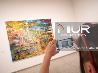 People are visiting the New National Gallery Of Berlin, Neue Nationalgalerie in Berlin, Germany, on June 20, 2024. (