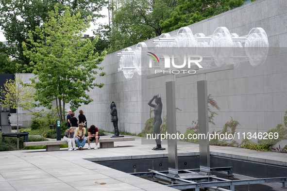 People are visiting the New National Gallery Of Berlin, Neue Nationalgalerie in Berlin, Germany, on June 20, 2024. 