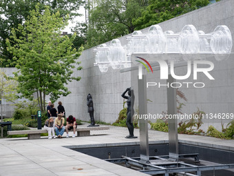 People are visiting the New National Gallery Of Berlin, Neue Nationalgalerie in Berlin, Germany, on June 20, 2024. (