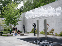 People are visiting the New National Gallery Of Berlin, Neue Nationalgalerie in Berlin, Germany, on June 20, 2024. (