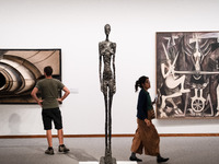 People are visiting the New National Gallery Of Berlin, Neue Nationalgalerie in Berlin, Germany, on June 20, 2024. (