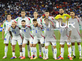 Italia line up during the UEFA EURO 2024 group stage match between Spain and Italy at Arena AufSchalke on June 20, 2024 in Gelsenkirchen, Ge...