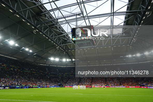 Moment of silence prior to the UEFA EURO 2024 group stage match between Spain and Italy at Arena AufSchalke on June 20, 2024 in Gelsenkirche...