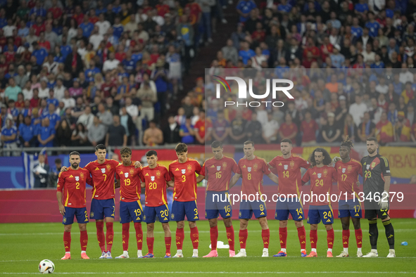 Moment of silence prior to the UEFA EURO 2024 group stage match between Spain and Italy at Arena AufSchalke on June 20, 2024 in Gelsenkirche...