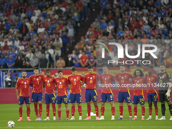 Moment of silence prior to the UEFA EURO 2024 group stage match between Spain and Italy at Arena AufSchalke on June 20, 2024 in Gelsenkirche...