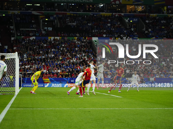 Pedri central midfield of Spain and FC Barcelona shooting to goal during the UEFA EURO 2024 group stage match between Spain and Italy at Are...