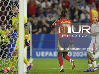 Nico Williams left winger of Spain and Athletic Club Bilbao lament a failed occasion during the UEFA EURO 2024 group stage match between Spa...