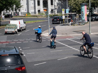 People are cycling in Berlin, Germany, on June 20, 2024. (