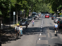 People are cycling in Berlin, Germany, on June 20, 2024. (