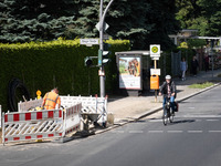 A man is cycling in Berlin, Germany, on June 20, 2024. (