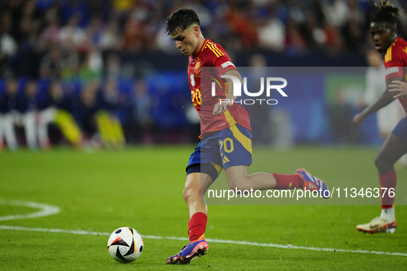 Pedri central midfield of Spain and FC Barcelona during the UEFA EURO 2024 group stage match between Spain and Italy at Arena AufSchalke on...