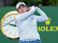 Allisen Corpuz of Kapolei, Hawaii hits from the 18th tee during the first round of the KPMG Women's PGA Championship at Sahalee Country Club...