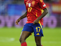 Nico Williams left winger of Spain and Athletic Club Bilbao controls the ball during the UEFA EURO 2024 group stage match between Spain and...