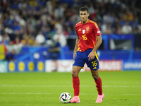 Rodrigo Hernandez defensive midfield of Spain and Manchester City during the UEFA EURO 2024 group stage match between Spain and Italy at Are...