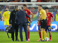 Rodrigo Hernandez defensive midfield of Spain and Manchester City lies injured on the pitch during the UEFA EURO 2024 group stage match betw...