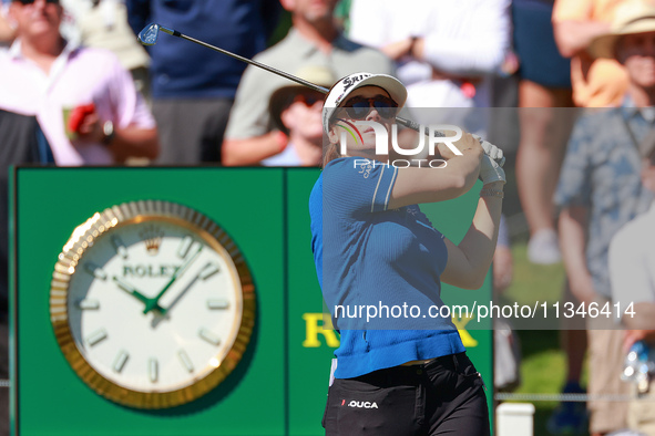 Hannah Green of Australia hits from the 17th tee during the first round of the KPMG Women's PGA Championship at Sahalee Country Club on Thur...