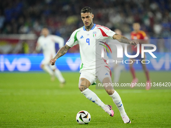 Gianluca Scamacca centre-forward of Italy and Atalanta BC during the UEFA EURO 2024 group stage match between Spain and Italy at Arena AufSc...