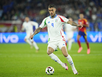 Gianluca Scamacca centre-forward of Italy and Atalanta BC during the UEFA EURO 2024 group stage match between Spain and Italy at Arena AufSc...